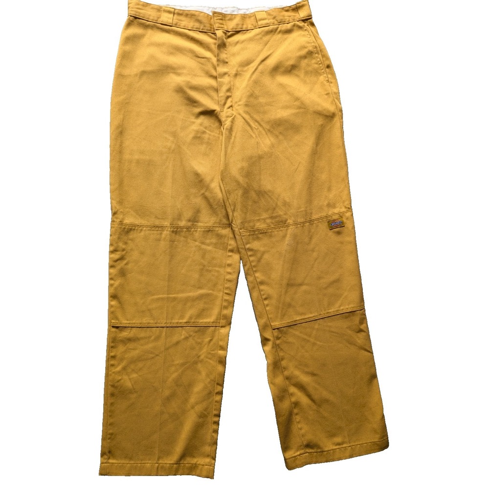 Dickies Work Pants Mens Mustard 38x34 Double Knee Loose Fit  Straight Leg